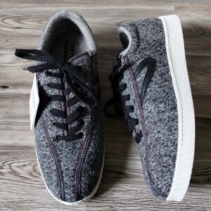 Tretorn Gray Wool-Blend Low-Top Sneakers with Black Accents